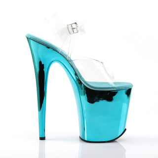 Flamingo-808 Turquoise Chrome Platform Heels