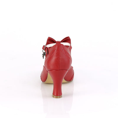 Red kitten heel flapper shoes