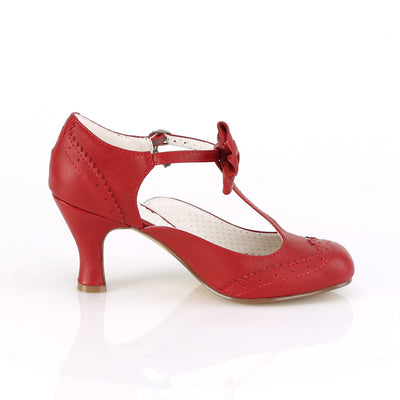 Red kitten heel shoes
