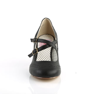 Flapper-35 Criss-Cross Mary Jane Black Pumps