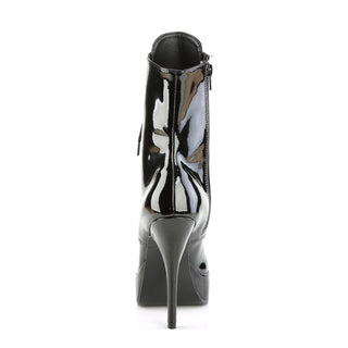 Indulge-1020 Black Patent Lace-Up Ankle Stiletto Boots