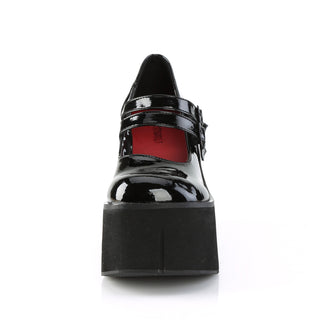 Kera-08 Black Patent Double Buckle Platform Mary Janes
