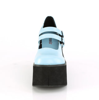 Kera-Kera-08 Blue Matte Double Buckle Platform Mary Janes