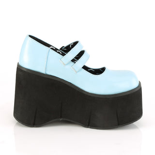 Kera-Kera-08 Blue Matte Double Buckle Platform Mary Janes