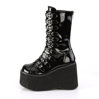 Too Many Buckles Platform Shiny Boots
