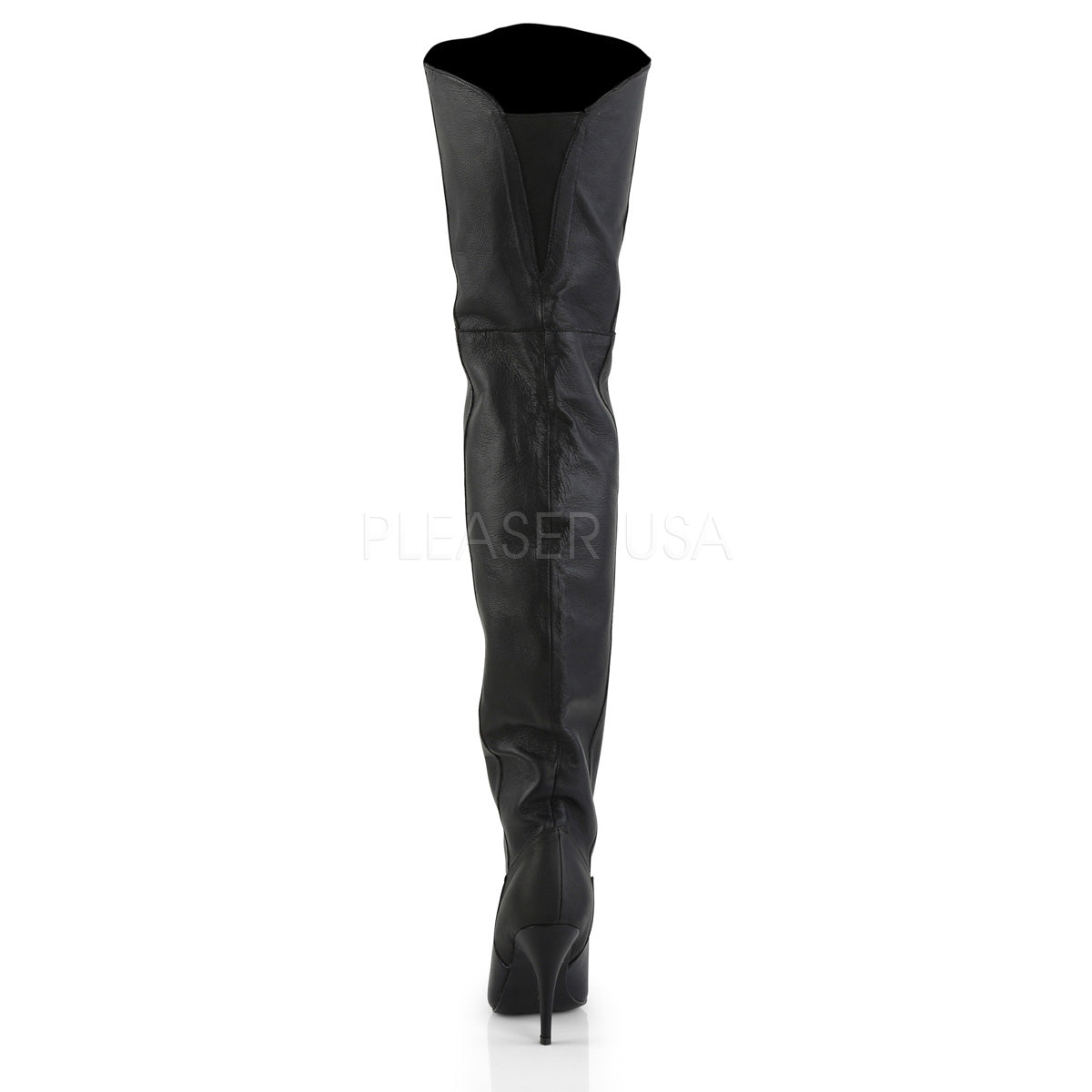 Black Leather Thigh High Boots