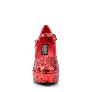 Mary Jane Red Glitter Platform Pumps