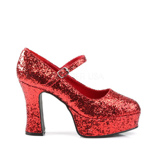 Mary Jane Red Glitter Platform Pumps