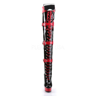 Thigh-High Red & Black Platform Costume Boots