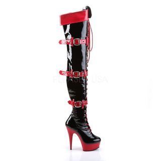 Thigh-High Red & Black Platform Costume Boots