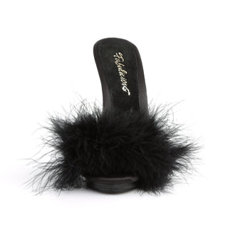 Poise-501F Black Marabou Slides