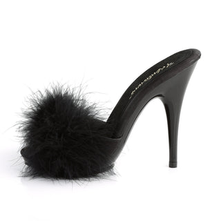 Poise-501F Black Marabou Slides