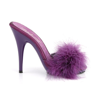 Poise-501F Sexy Marabou Purple Slides