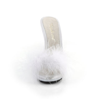 Poise-501F White Marabou Slides