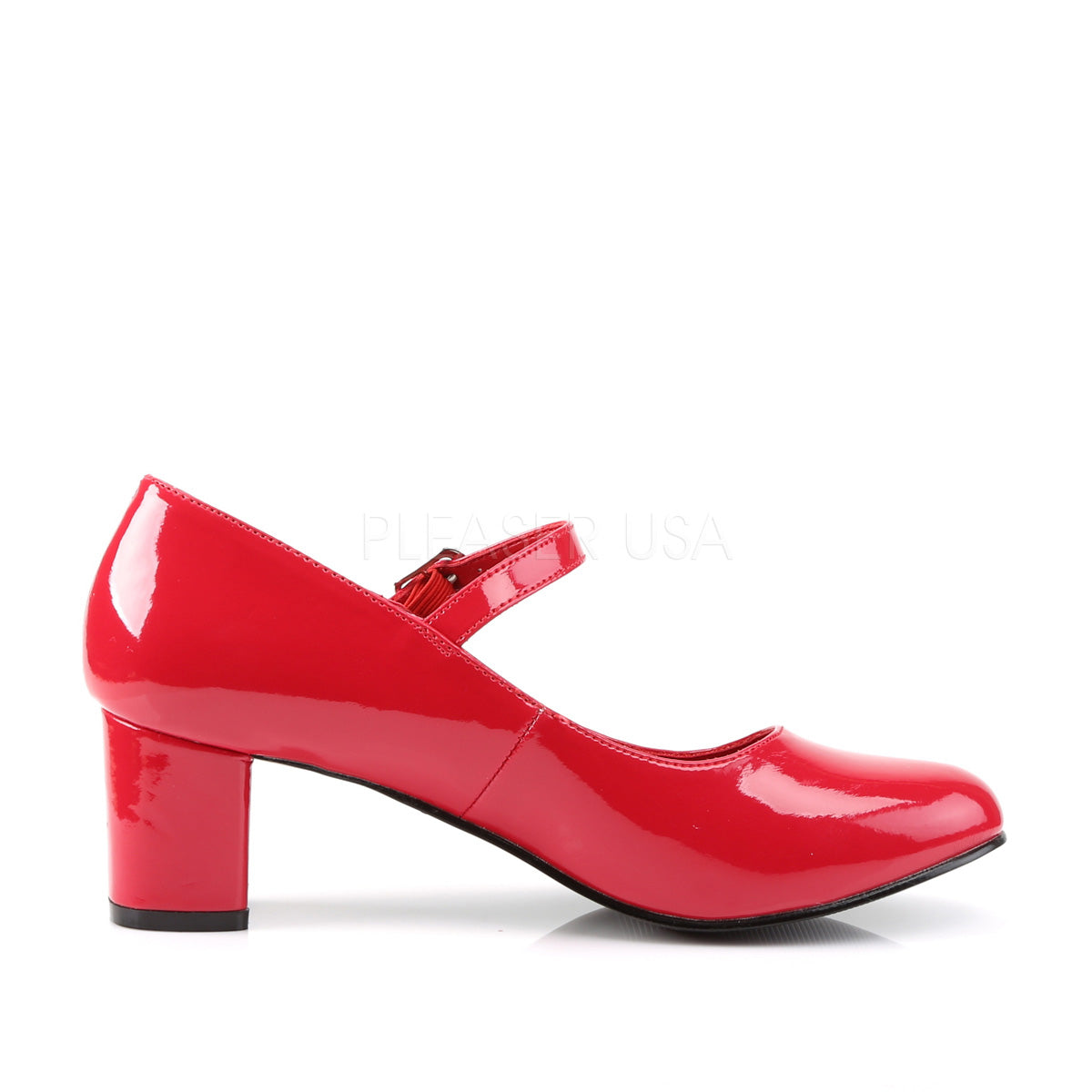 Red Block Heel mary Jane Shoes