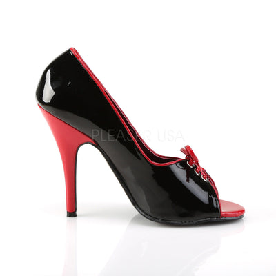 peep toe black red