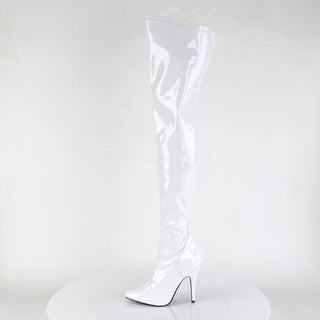 Seduce-3000 White Thigh High Boots
