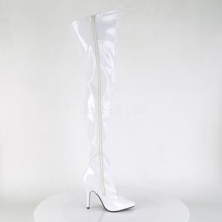 Seduce-3000 White Thigh High Boots