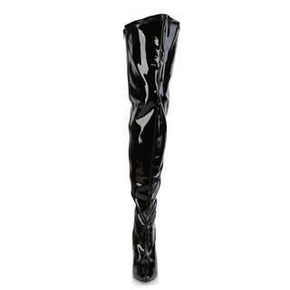Seduce-3000WC Black Patent Wide Calf Thigh High Boots