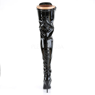 Seduce-3024 Black Patent D-Ring Thigh High Boots