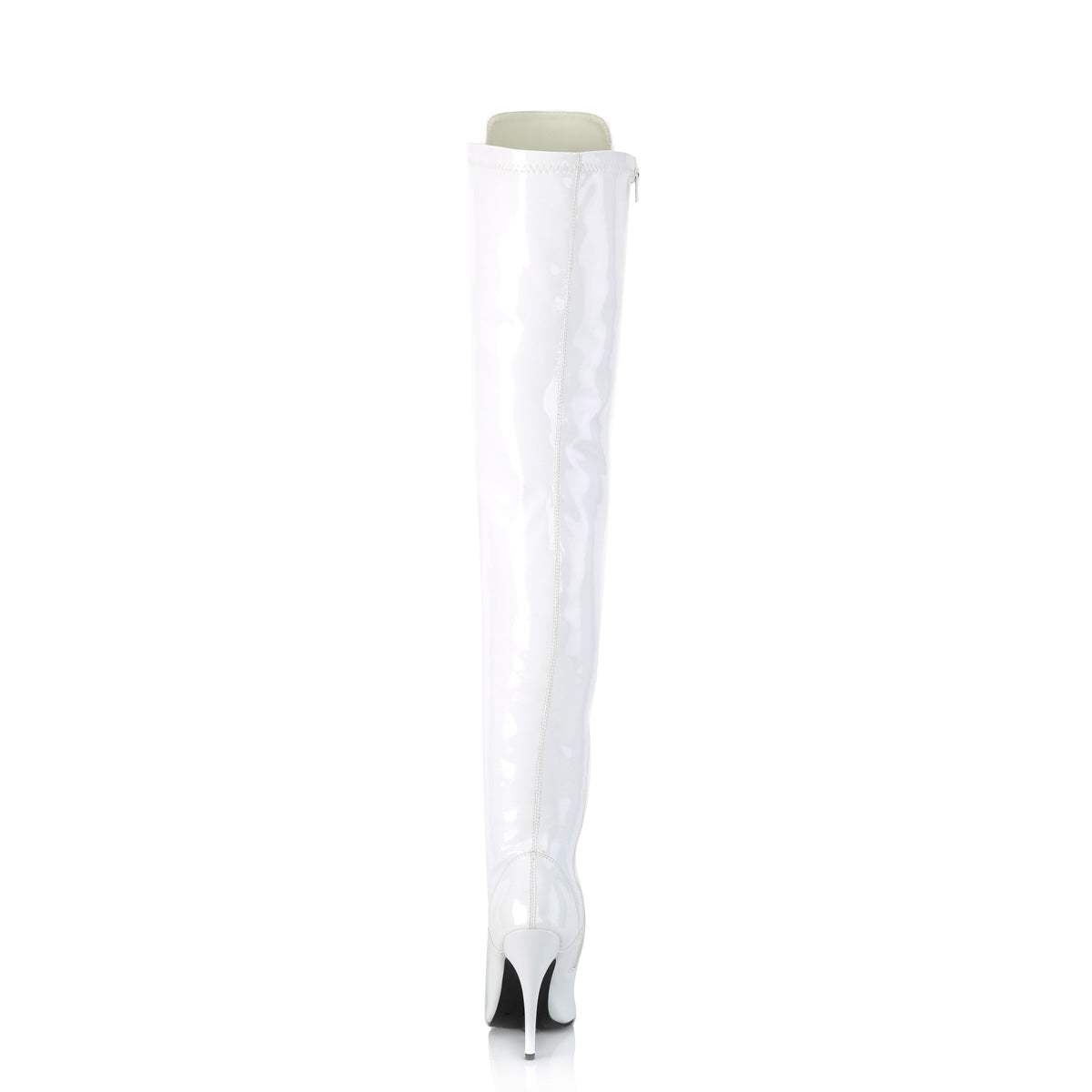 Domination Patent Stretch White Thigh High Boots