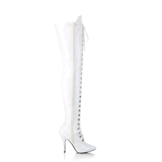 Seduce-3024 White D-Ring Thigh High Boots