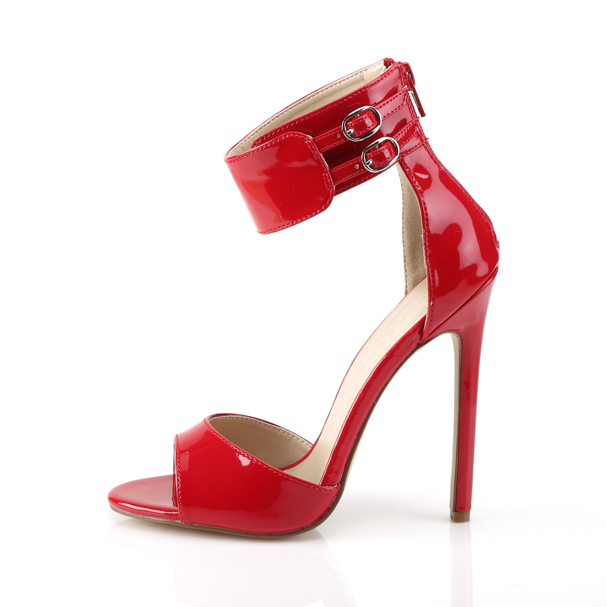 Dual Buckled Ankle Strap Sandals Red