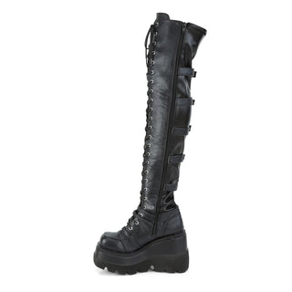 Shaker-350 Cyber Goth Over The Knee Wedge Platform Boots