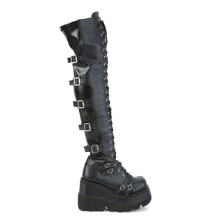 Shaker-350 Cyber Goth Over The Knee Wedge Platform Boots