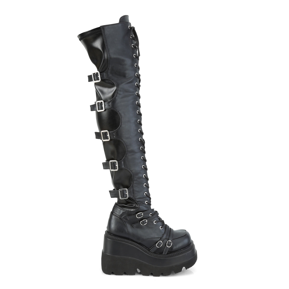 Cyber Goth Over The Knee Wedge Platform Boots