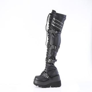 Shaker-420 Goth Wedge Platform Thigh High Boots