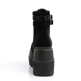 Shaker-52 Black Velvet Wedge Platform Boots