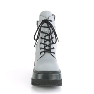 Shaker-52 Grey Reflective Wedge Platform Boots