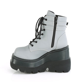 Shaker-52 Grey Reflective Wedge Platform Boots