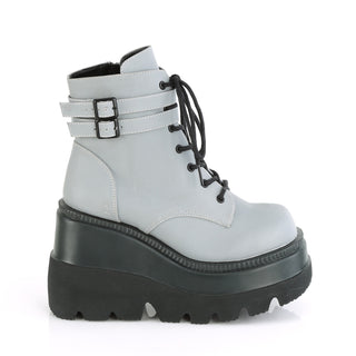 Shaker-52 Grey Reflective Wedge Platform Boots