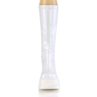 Shaker-65 White Hologram Knee High Boots