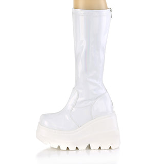 Shaker-65 White Hologram Knee High Boots