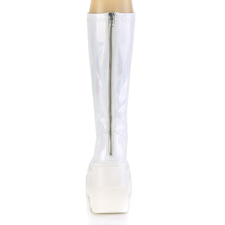 Shaker-65 White Hologram Knee High Boots