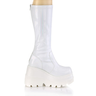 Shaker-65 White Hologram Knee High Boots