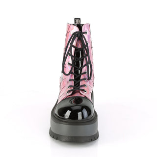 Slacker-88 Pink Hologram Spider Web Platform Boots