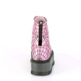 Slacker-88 Pink Hologram Spider Web Platform Boots