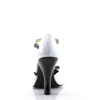 Smitten-10 White Pin-Up T-Strap Heels