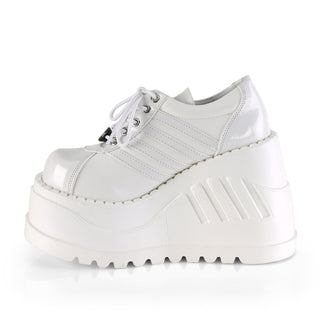 Stomp-08 White Wedge Platform Sneakers