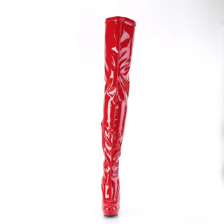 Sultry Platform Stretch Crotch Boots Red
