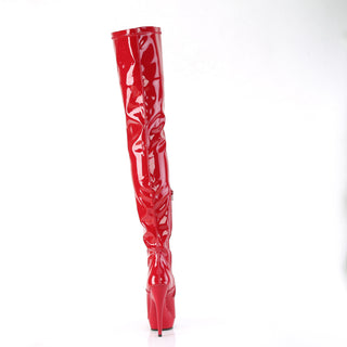 Sultry Platform Stretch Crotch Boots Red