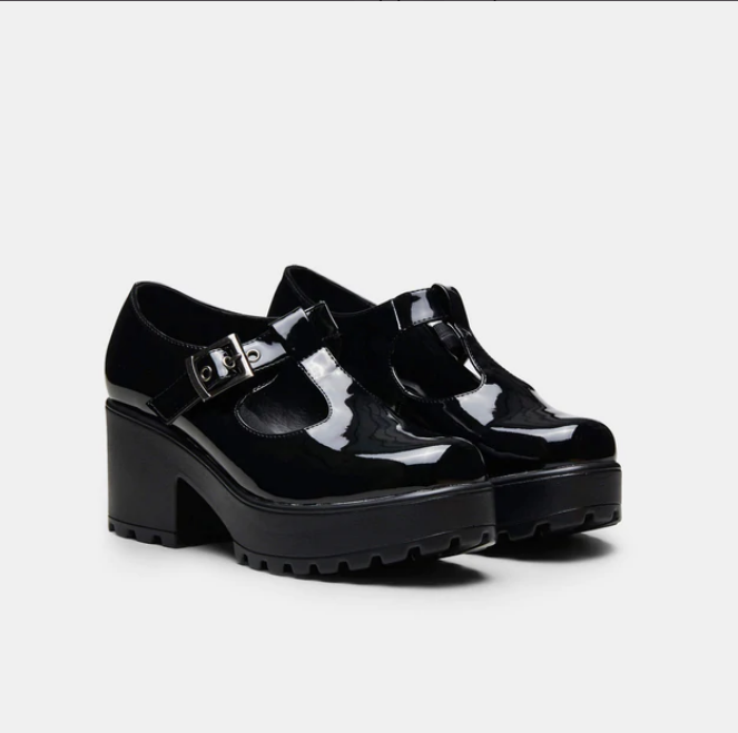 T-Strap Black Patent Mary Jane Shoes Image-2