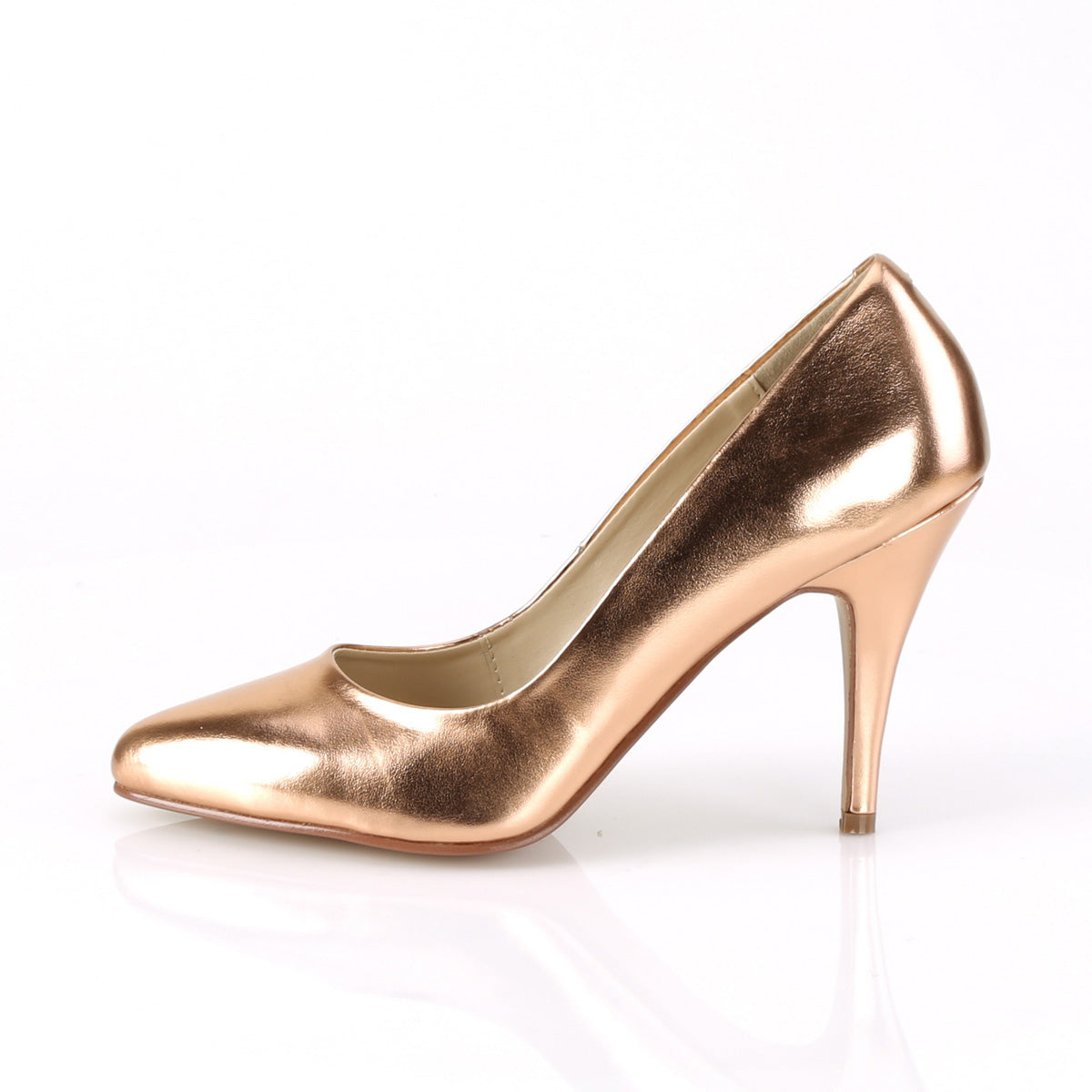 Rose Gold Metallic Pu High Round Heel Sandals | PrettyLittleThing USA