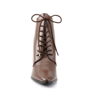 Retro Victorian Ankle Boots Brown