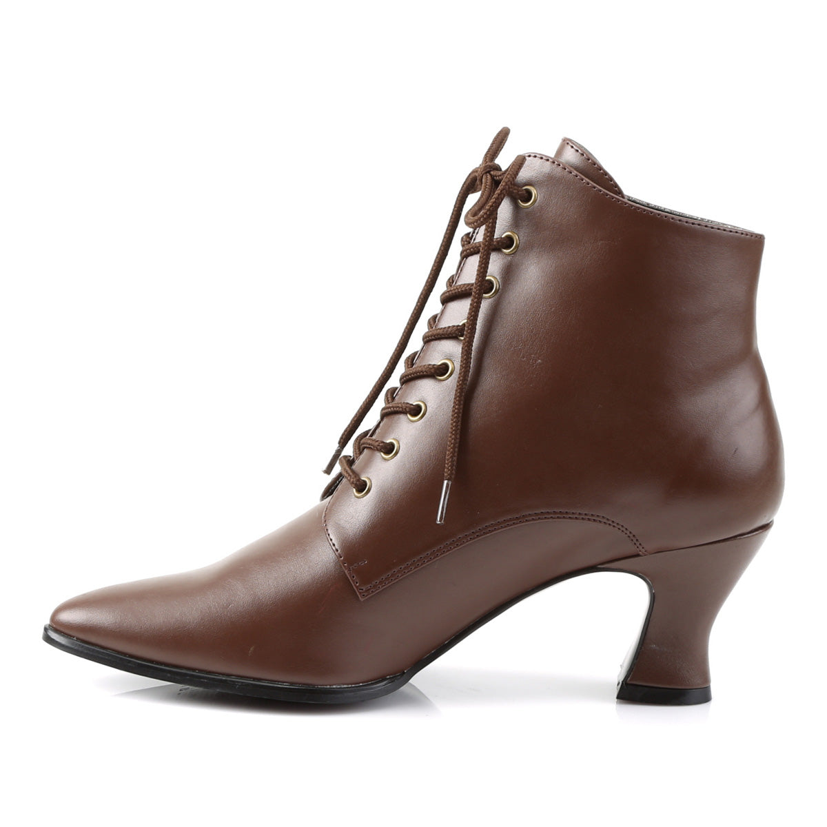 Retro Victorian Ankle Boots Brown