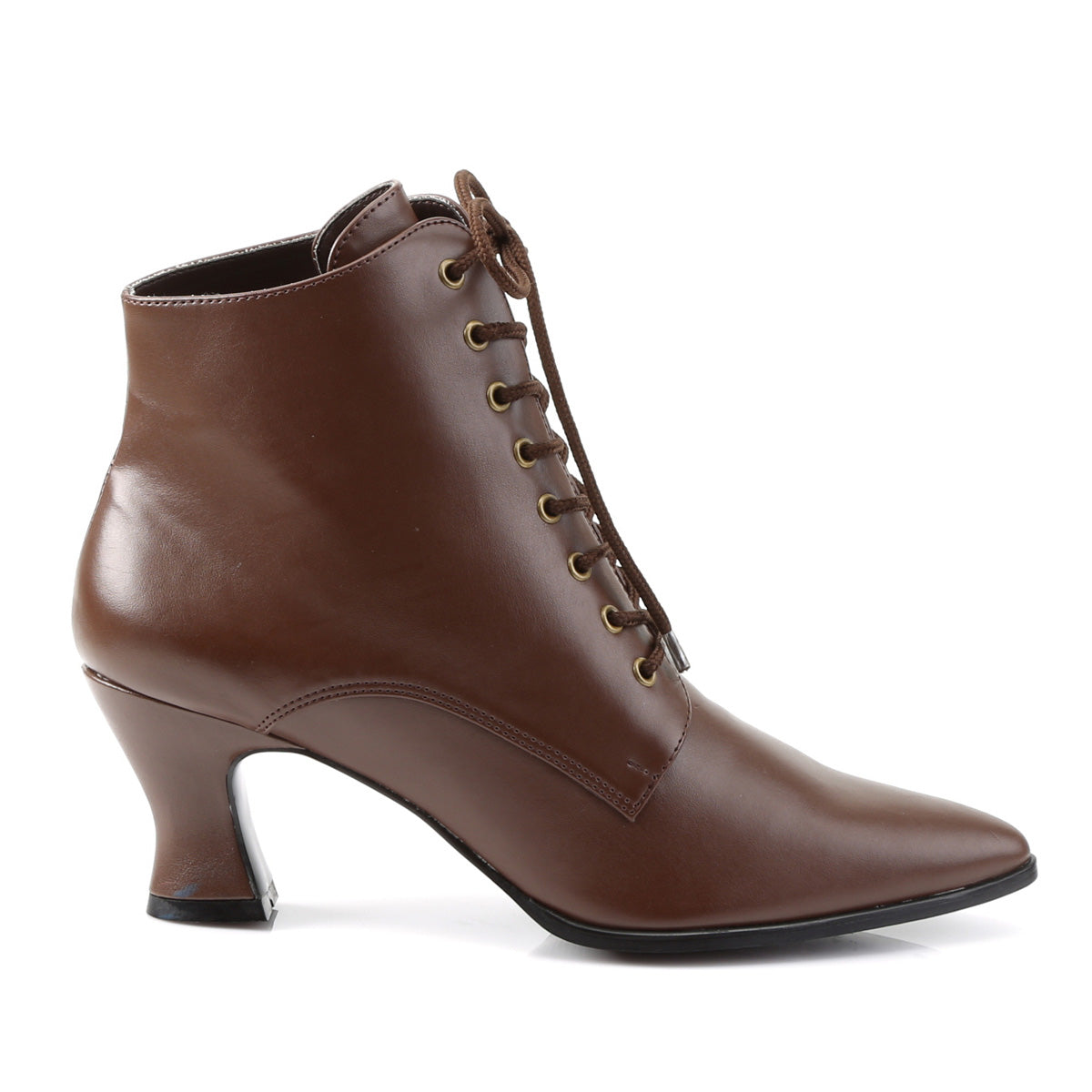 Retro Victorian Ankle Boots Brown